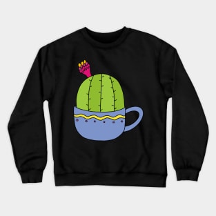 Cute Cactus Design #196: Mini Cactus With Flower In Cup Crewneck Sweatshirt